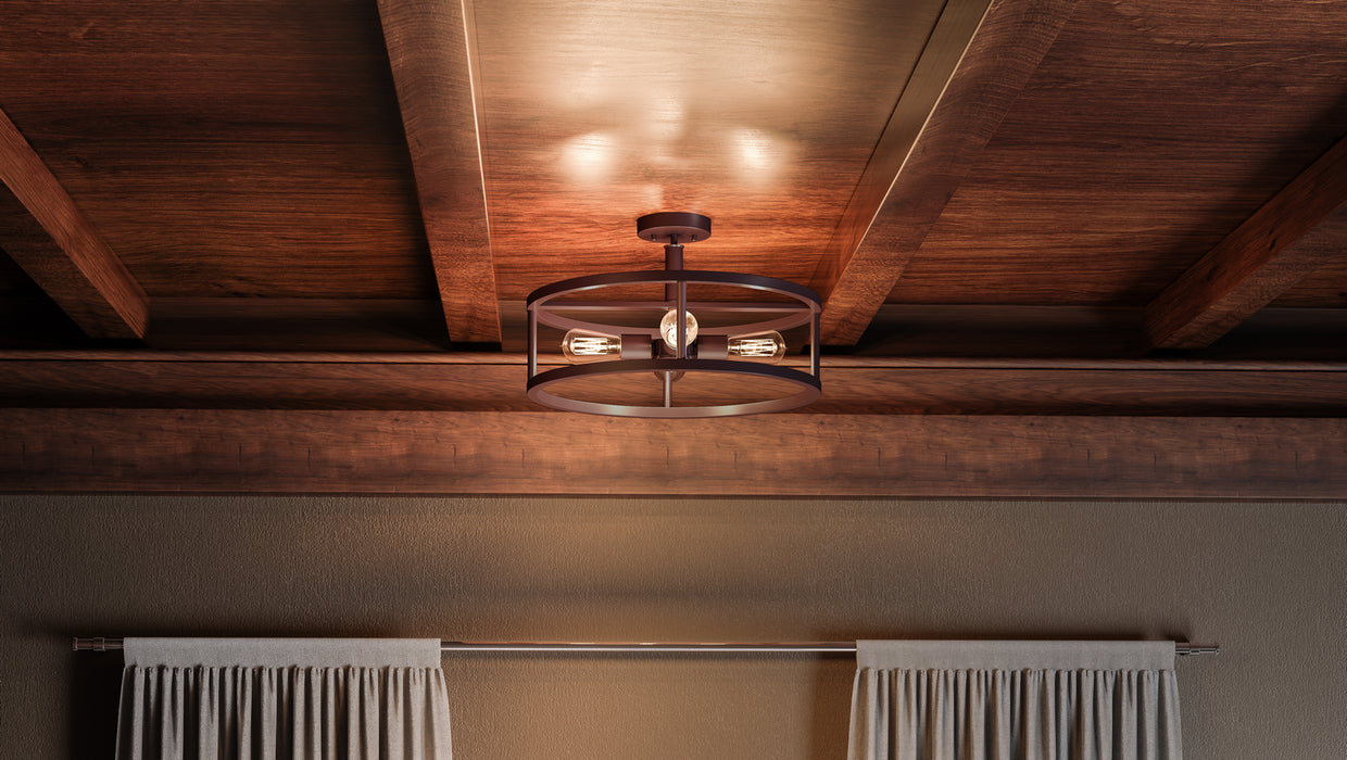 Quoizel NHR1720WT Five Light Semi-Flush Mount, Western Bronze