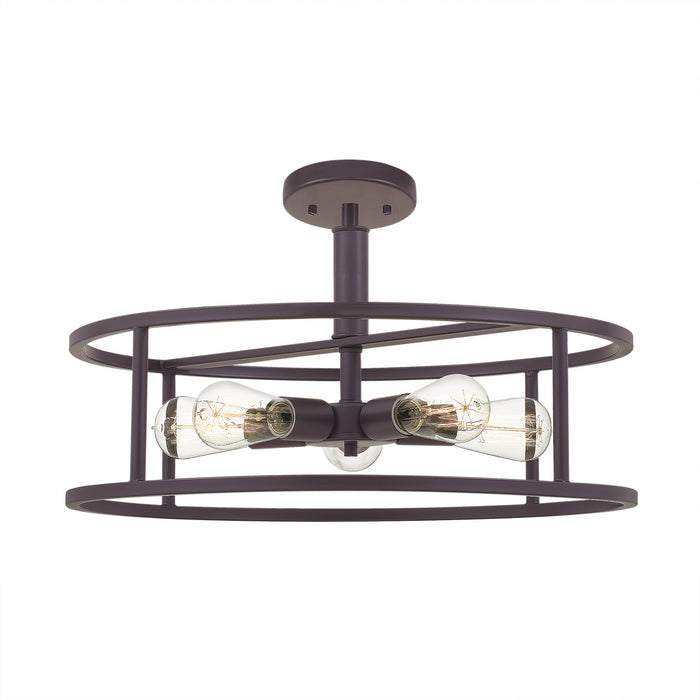 Quoizel NHR1720WT Five Light Semi-Flush Mount, Western Bronze