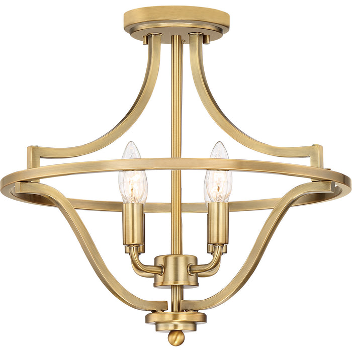 Quoizel QF5119WS Four Light Semi-Flush Mount, Weathered Brass