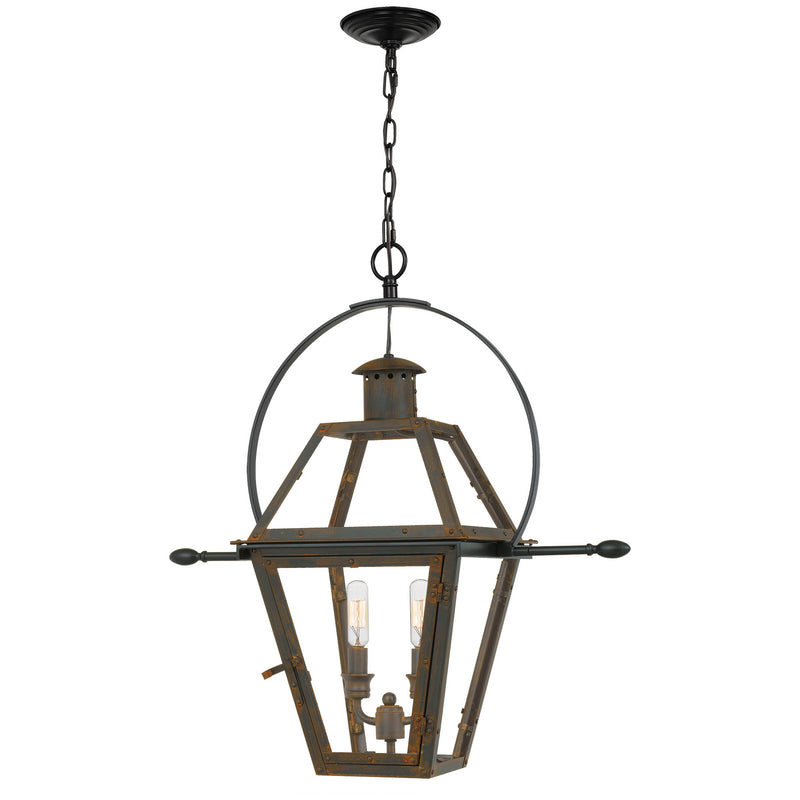 Quoizel RO1911IZ Two Light Outdoor Hanging Lantern, Industrial Bronze