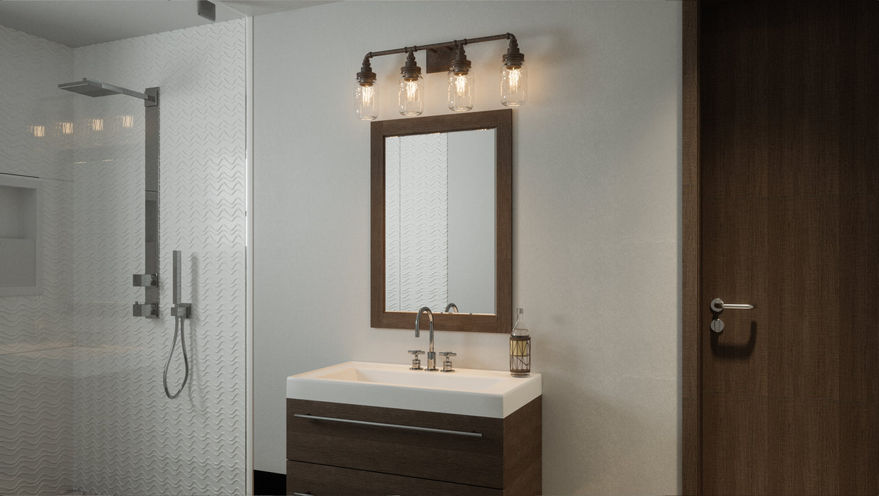 Quoizel SQR8604RK Four Light Bath Fixture, Rustic Black