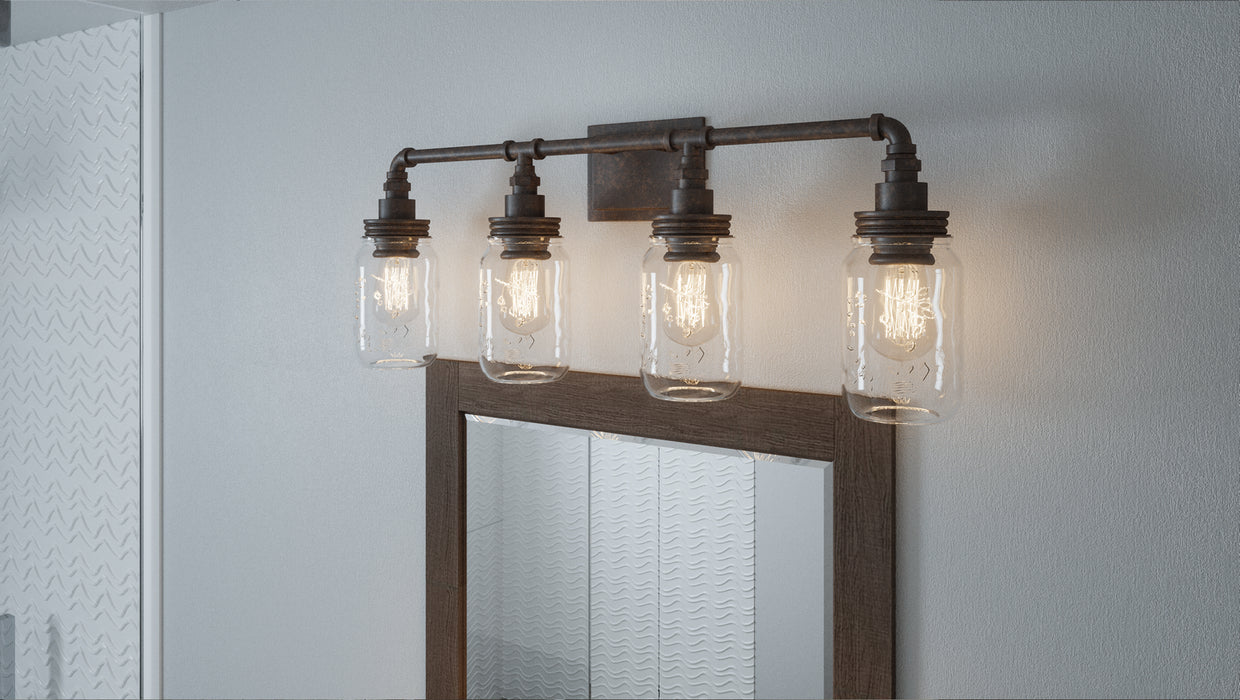 Quoizel SQR8604RK Four Light Bath Fixture, Rustic Black