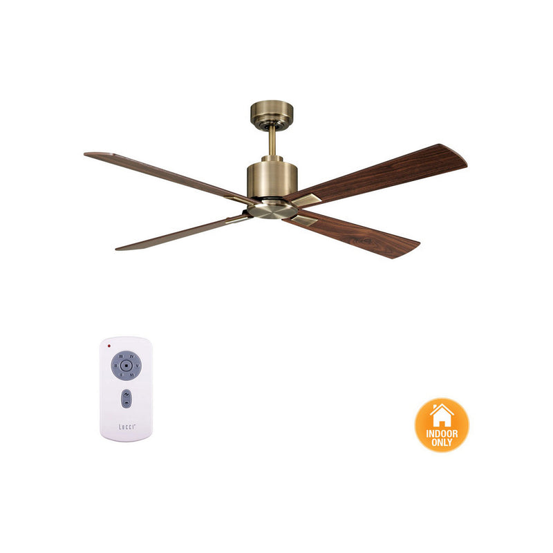 Beacon Lighting 210522010 52``Ceiling Fan, Antique Brass and Walnut
