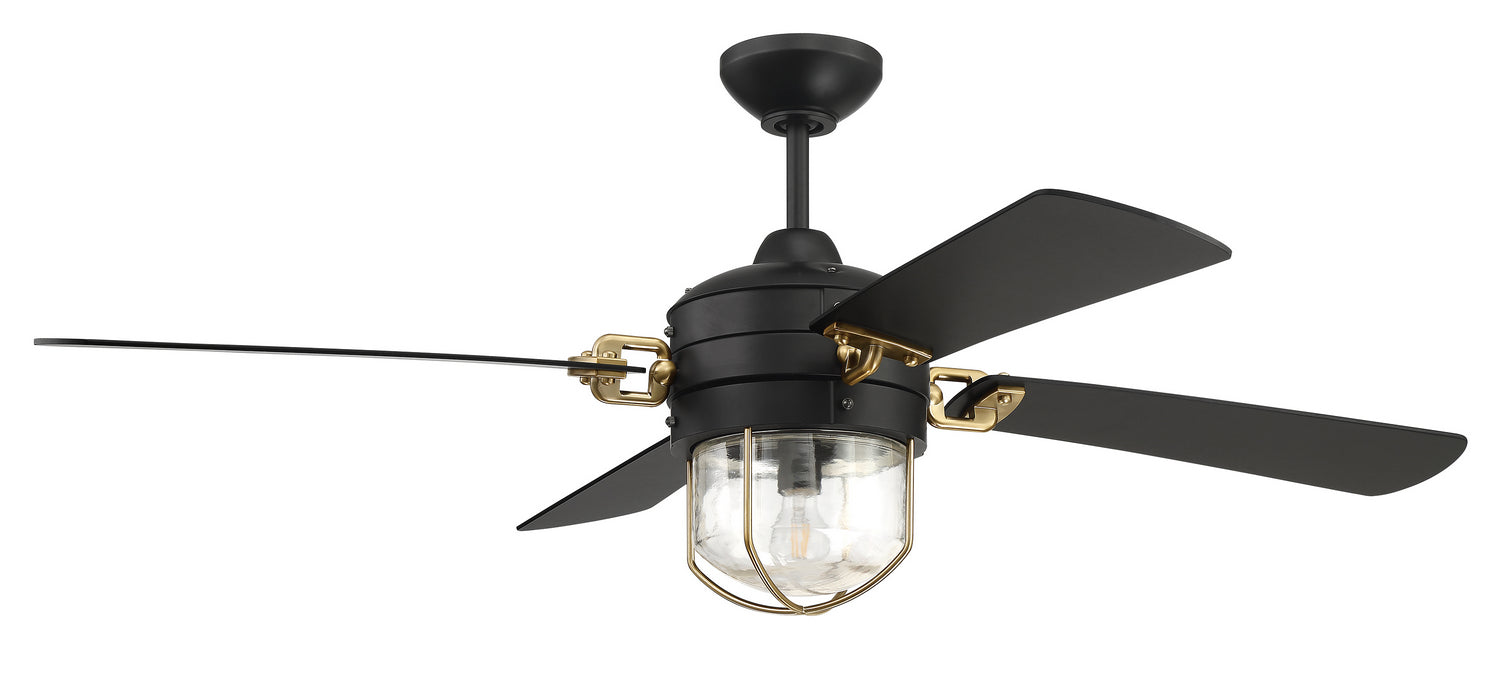 Craftmade NOL52FBSB4 52"Ceiling Fan, Flat Black/Satin Brass