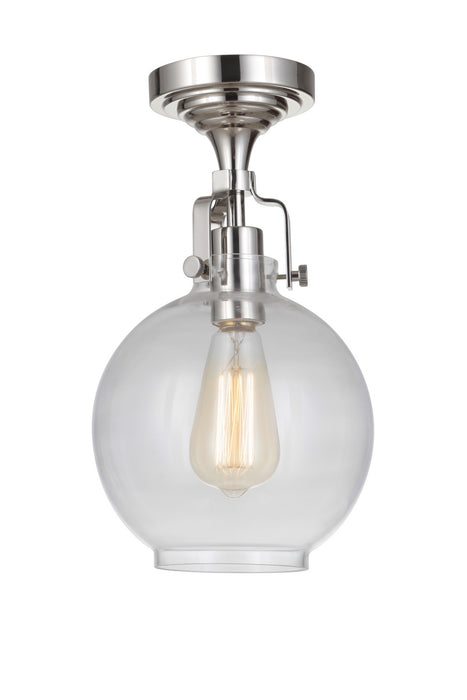 Craftmade X8308-PLN-C One Light Semi Flush Mount, Polished Nickel