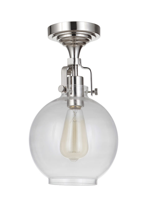 Craftmade X8308-PLN-C One Light Semi Flush Mount, Polished Nickel