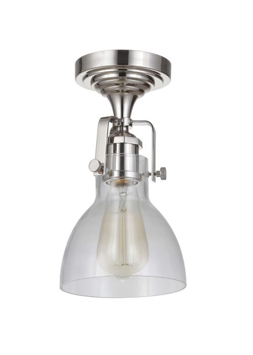 Craftmade X8317-PLN-C One Light Semi Flush Mount, Polished Nickel