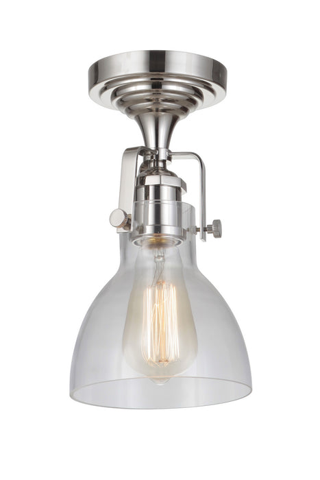 Craftmade X8317-PLN-C One Light Semi Flush Mount, Polished Nickel