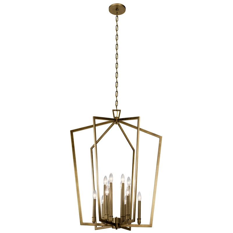 Kichler 43496NBR 12 Light Foyer Chandelier, Natural Brass