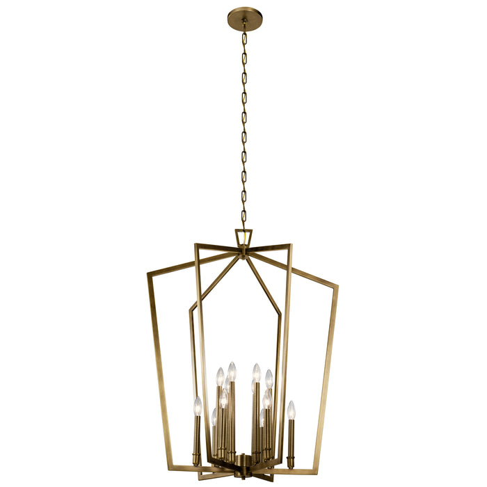 Kichler 43496NBR 12 Light Foyer Chandelier, Natural Brass
