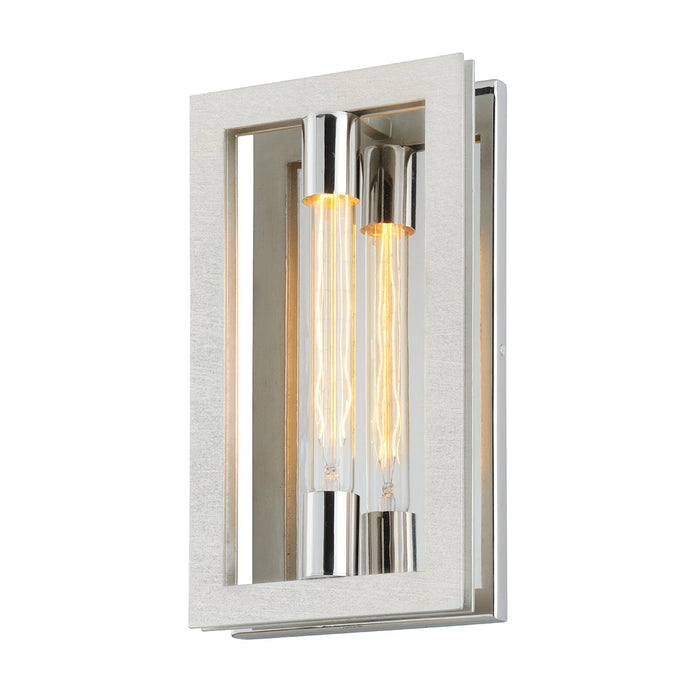 Troy Lighting B7101 One Light Wall Sconce, Silver Leaf W Stainless Acc