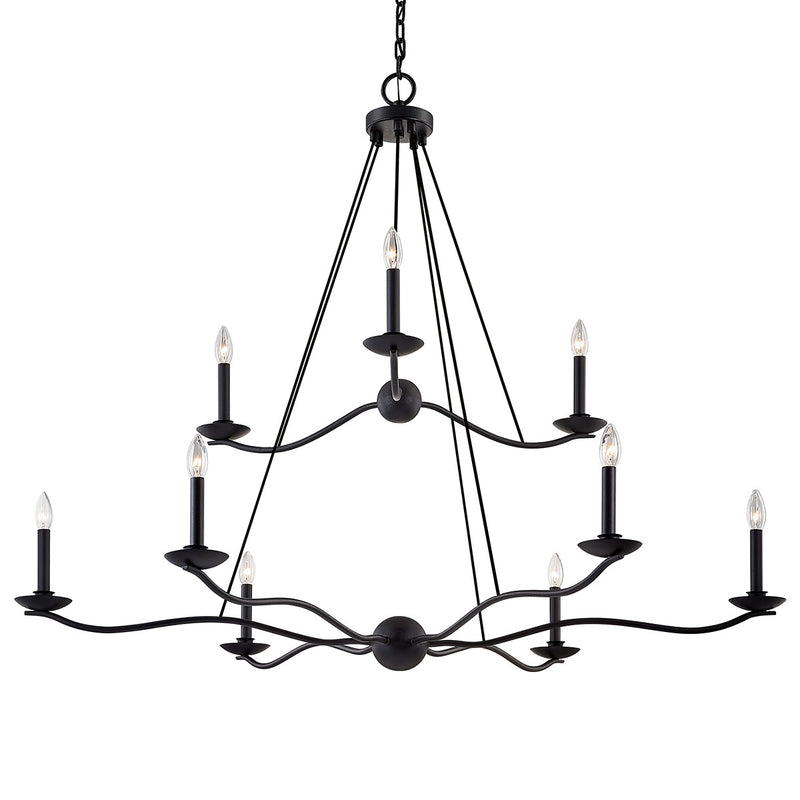 Troy Lighting F6309-FOR Nine Light Chandelier, Forged Iron