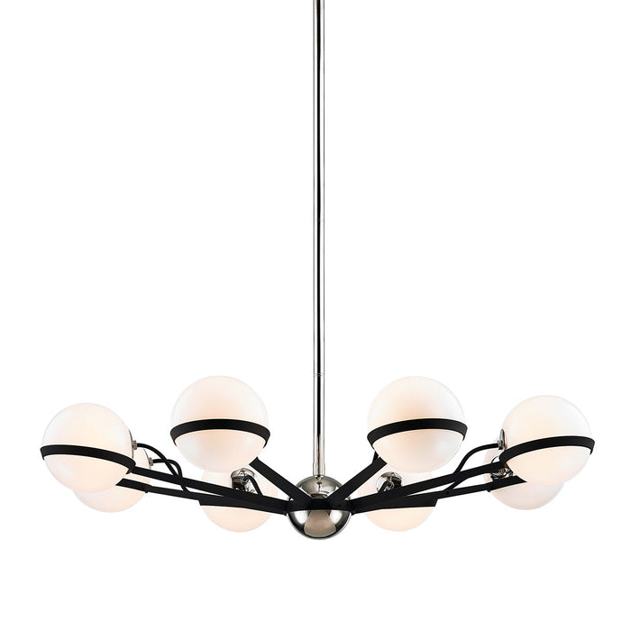 Troy Lighting F7164-TBK/PN Eight Light Chandelier, Carbide Blk With Polished Nickel Accents
