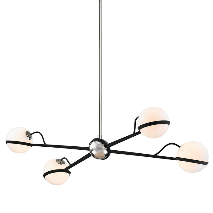 Troy Lighting F7167-TBK/PN Four Light Island Pendant, Textured Black & Polish Nickel