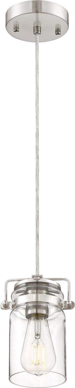 Nuvo Lighting 60-6736 One Light Mini Pendant, Brushed Nickel / Clear Glass