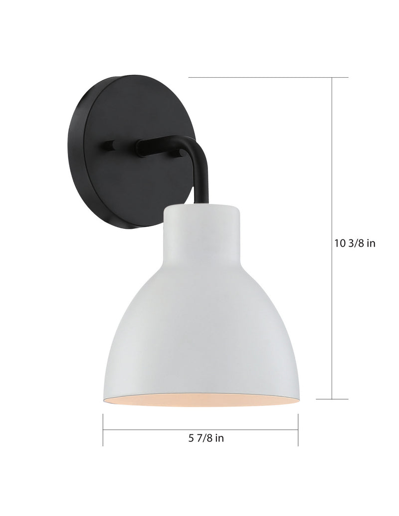 Nuvo Lighting 60-6784 One Light Vanity, Matte Black / Matte White