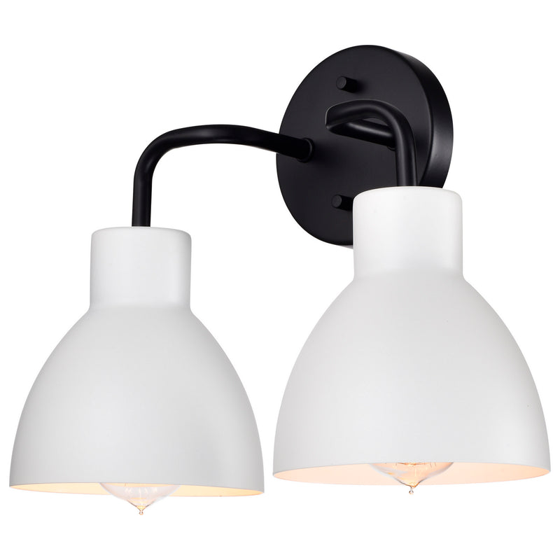 Nuvo Lighting 60-6785 Two Light Vanity, Matte Black / Matte White