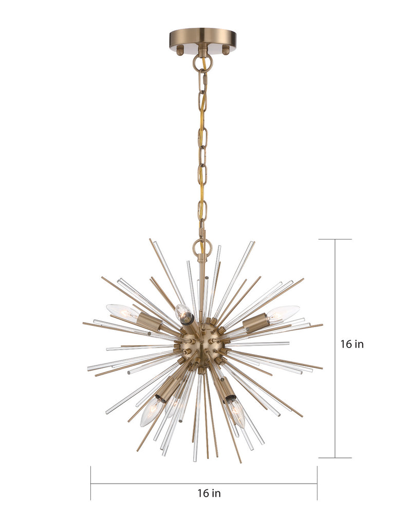 Nuvo Lighting 60-6992 Six Light Chandelier, Vintage Brass