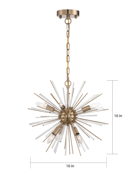 Nuvo Lighting 60-6992 Six Light Chandelier, Vintage Brass