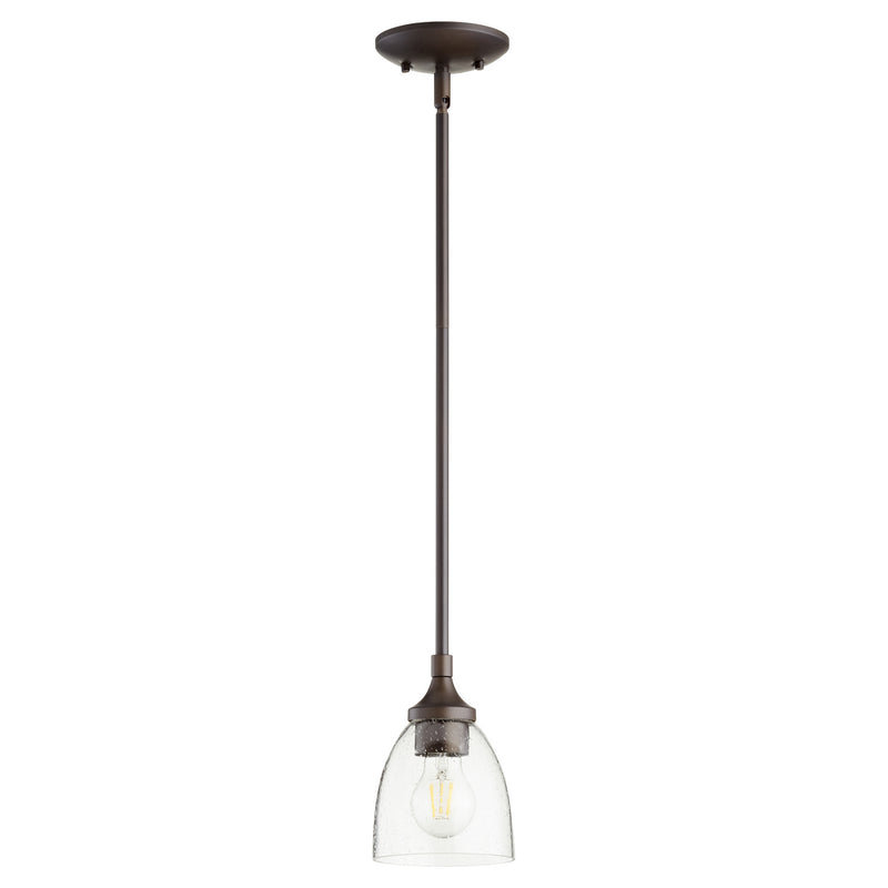 Quorum 3059-286 One Light Pendant, Oiled Bronze w/ Clear/Seeded