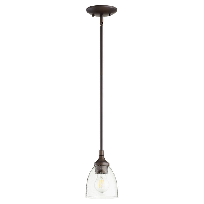 Quorum 3059-286 One Light Pendant, Oiled Bronze w/ Clear/Seeded