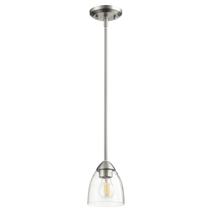 Quorum 3069-265 One Light Pendant, Satin Nickel w/ Clear/Seeded