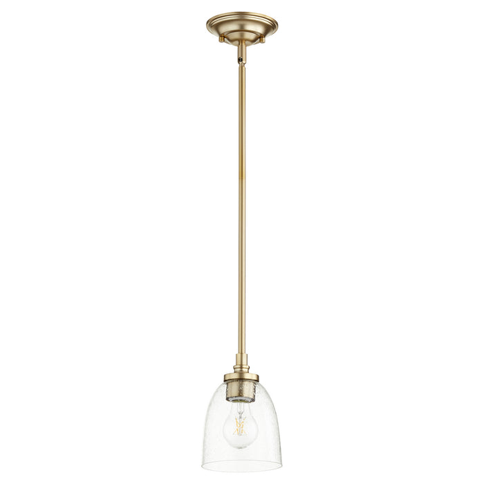 Quorum 3122-280 One Light Pendant, Aged Brass w/ Clear/Seeded