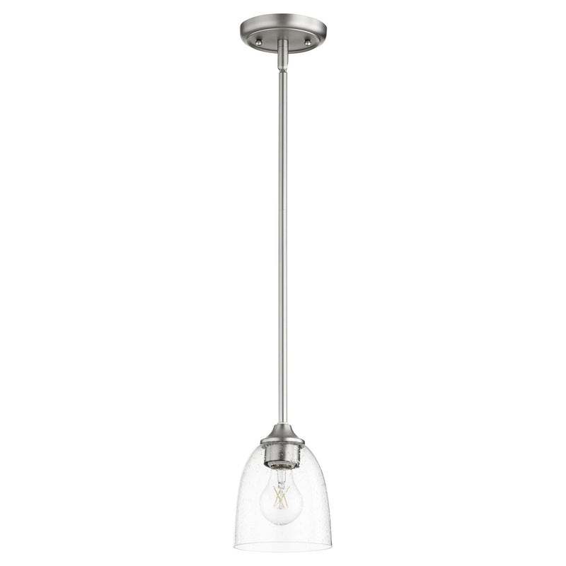 Quorum 3127-265 One Light Pendant, Satin Nickel w/ Clear/Seeded
