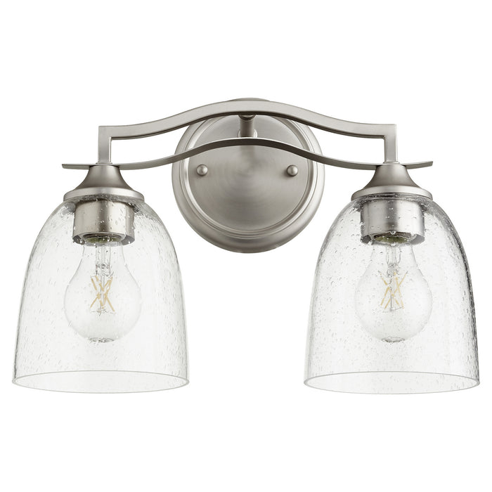 Quorum 5027-2-265 Two Light Vanity, Satin Nickel w/ Clear/Seeded