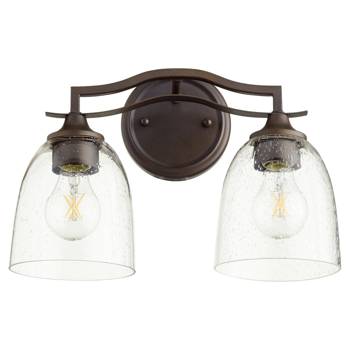 Quorum 5027-2-286 Two Light Vanity, Oiled Bronze w/ Clear/Seeded