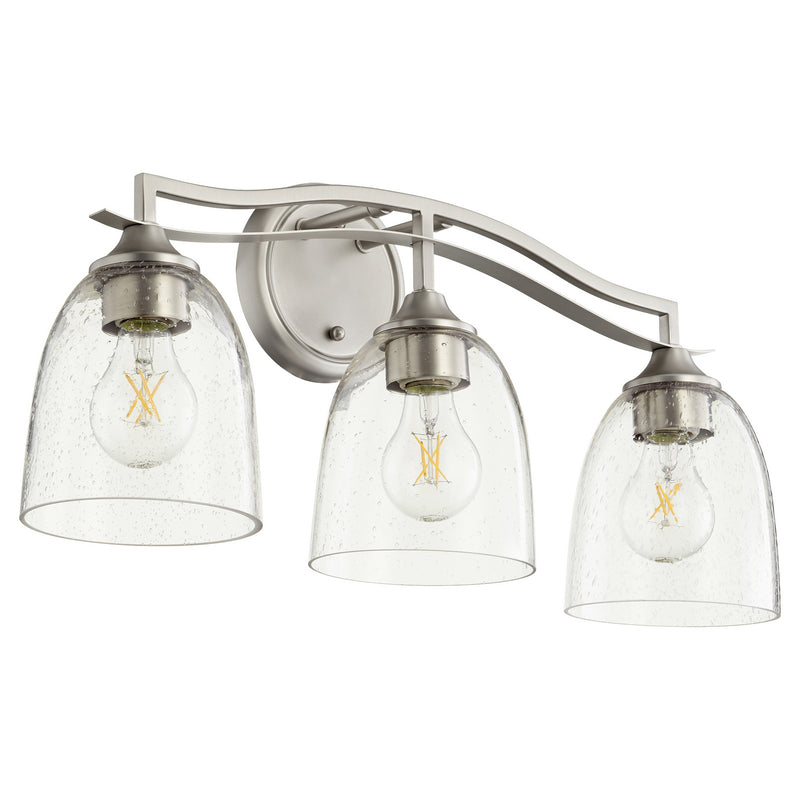Quorum 5027-3-265 Three Light Vanity, Satin Nickel w/ Clear/Seeded