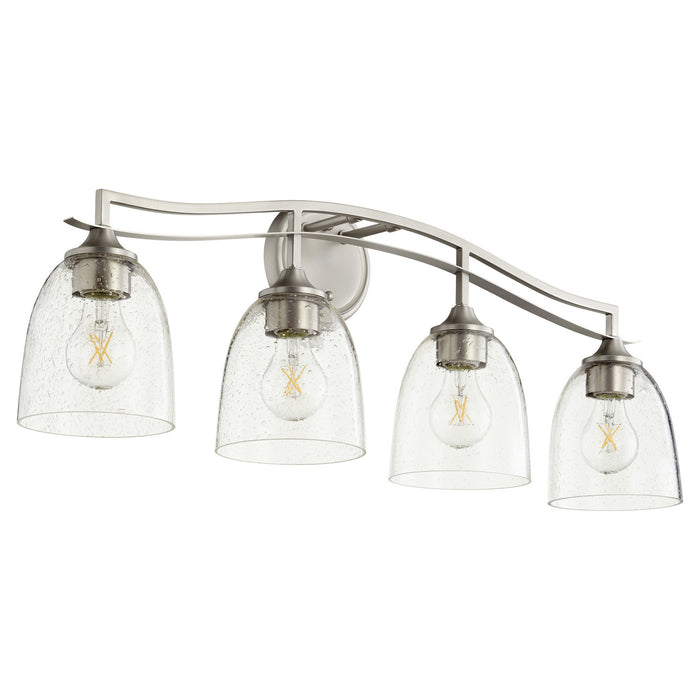 Quorum 5027-4-265 Four Light Vanity, Satin Nickel w/ Clear/Seeded