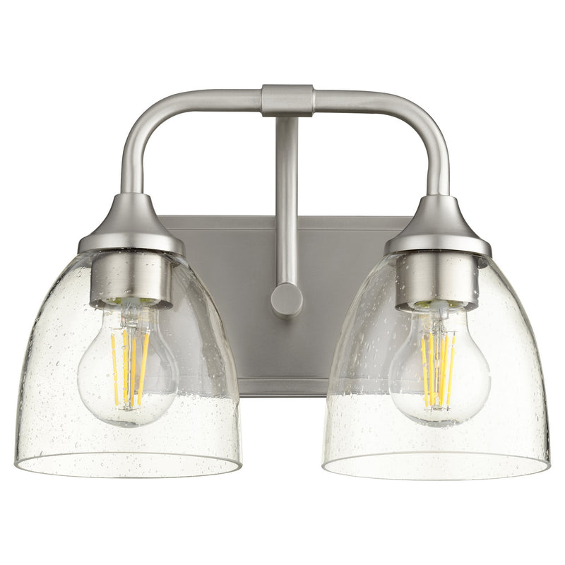 Quorum 5059-2-265 Two Light Vanity, Satin Nickel w/ Clear/Seeded