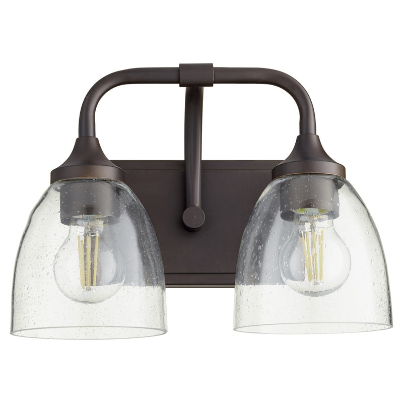 Quorum 5059-2-286 Two Light Vanity, Oiled Bronze w/ Clear/Seeded