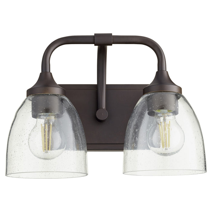 Quorum 5059-2-286 Two Light Vanity, Oiled Bronze w/ Clear/Seeded
