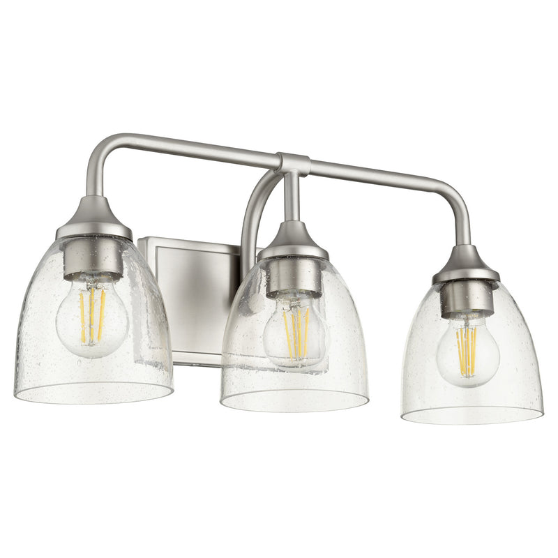 Quorum 5059-3-265 Three Light Vanity, Satin Nickel w/ Clear/Seeded