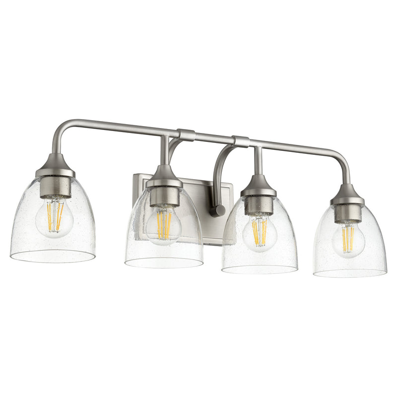 Quorum 5059-4-265 Four Light Vanity, Satin Nickel w/ Clear/Seeded