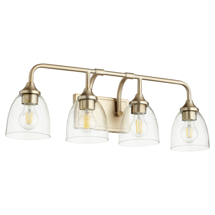 Quorum 5059-4-280 Four Light Vanity, Aged Brass w/ Clear/Seeded