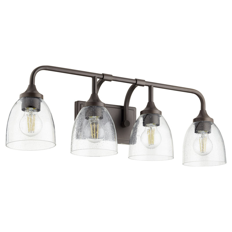 Quorum 5059-4-286 Four Light Vanity, Oiled Bronze w/ Clear/Seeded