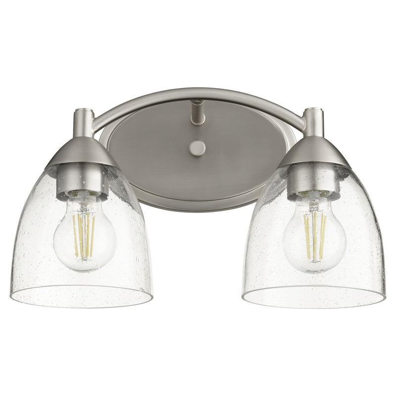 Quorum 5069-2-265 Two Light Vanity, Satin Nickel w/ Clear/Seeded