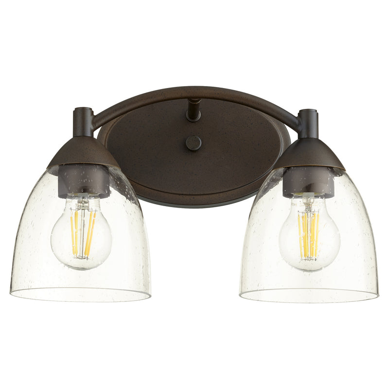 Quorum 5069-2-286 Two Light Vanity, Oiled Bronze w/ Clear/Seeded