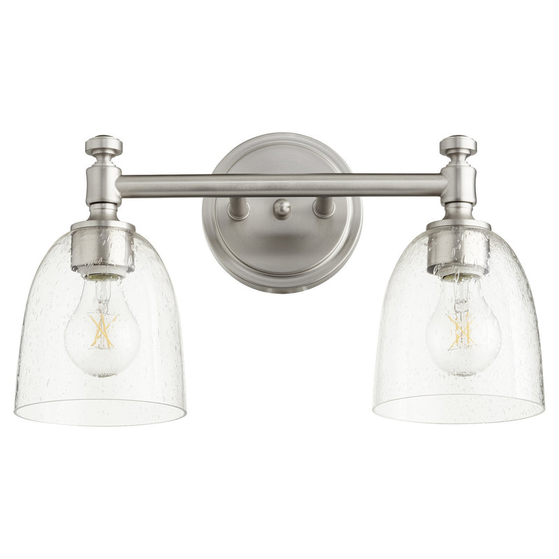 Quorum 5122-2-265 Two Light Vanity, Satin Nickel w/ Clear/Seeded
