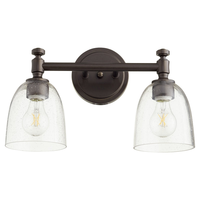 Quorum 5122-2-286 Two Light Vanity, Oiled Bronze w/ Clear/Seeded