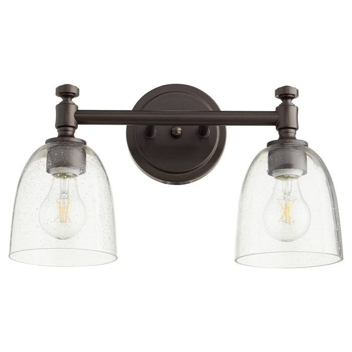Quorum 5122-2-286 Two Light Vanity, Oiled Bronze w/ Clear/Seeded