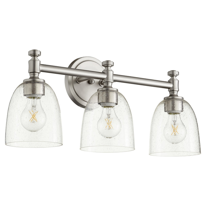 Quorum 5122-3-265 Three Light Vanity, Satin Nickel w/ Clear/Seeded