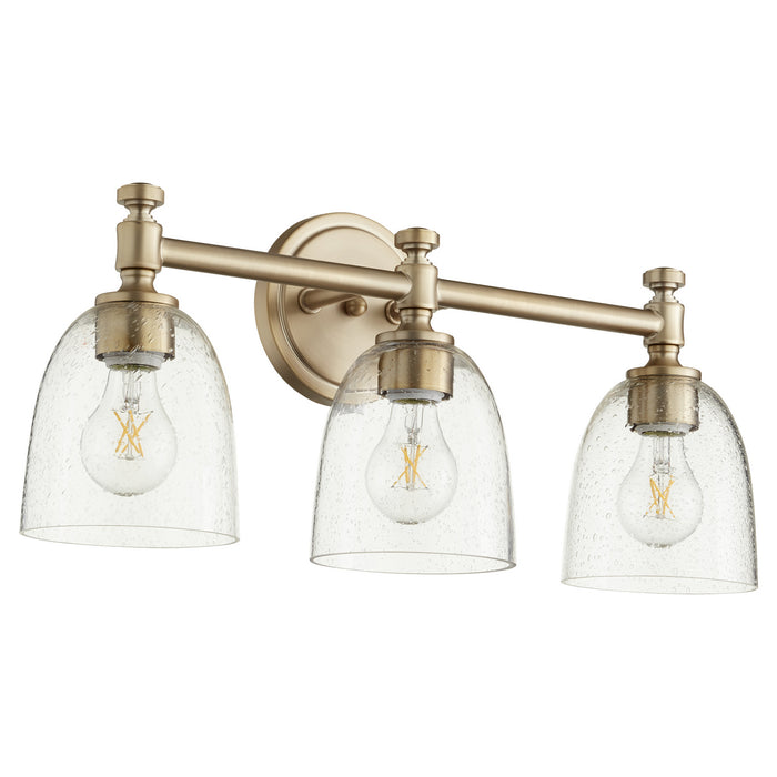 Quorum 5122-3-280 Three Light Vanity, Aged Brass w/ Clear/Seeded