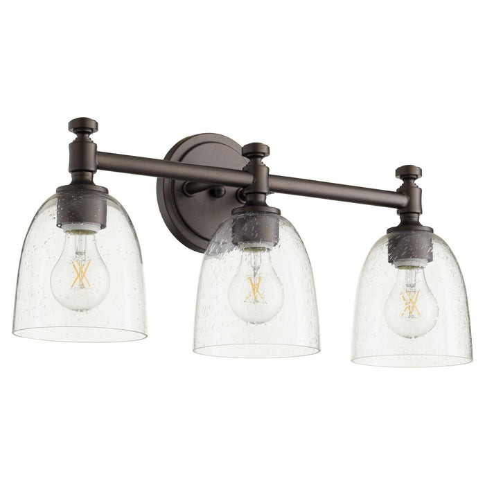 Quorum 5122-3-286 Three Light Vanity, Oiled Bronze w/ Clear/Seeded