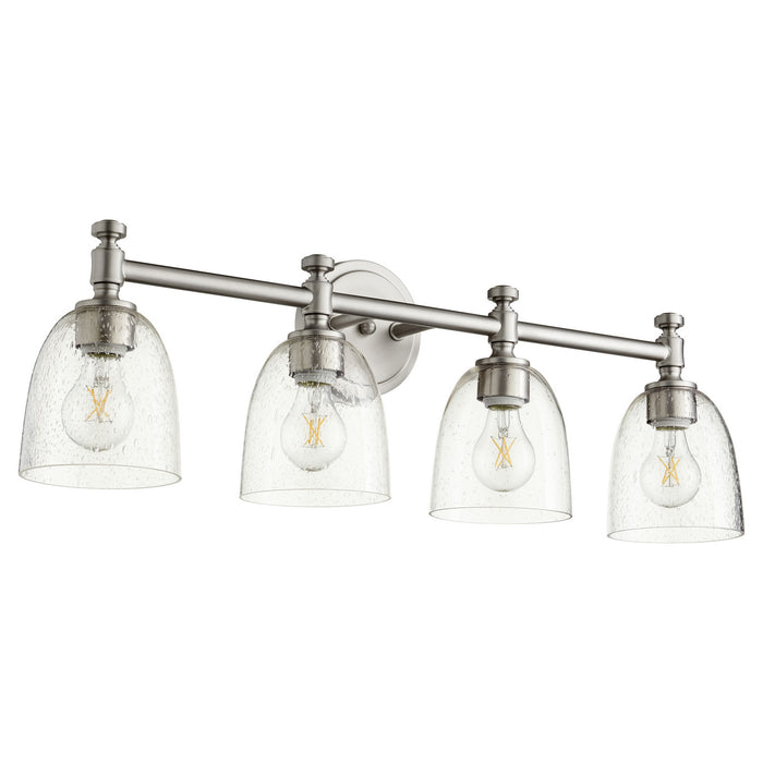 Quorum 5122-4-265 Four Light Vanity, Satin Nickel w/ Clear/Seeded