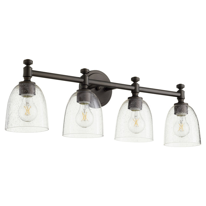 Quorum 5122-4-286 Four Light Vanity, Oiled Bronze w/ Clear/Seeded