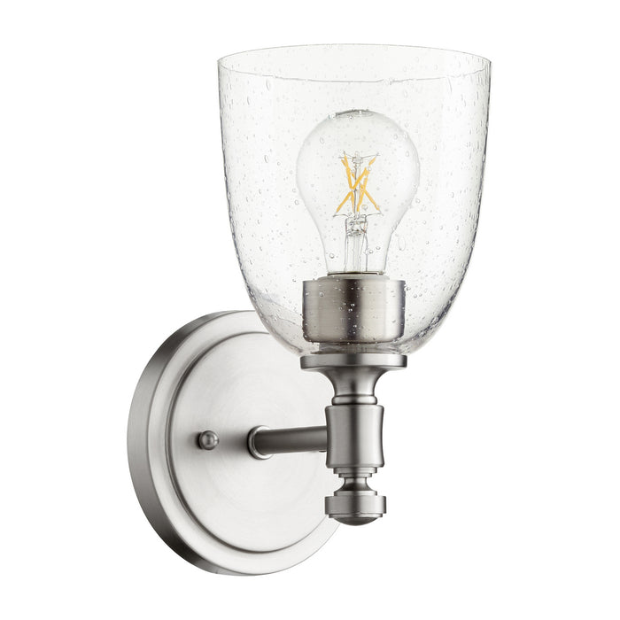 Quorum 5422-1-265 One Light Wall Mount, Satin Nickel w/ Clear/Seeded